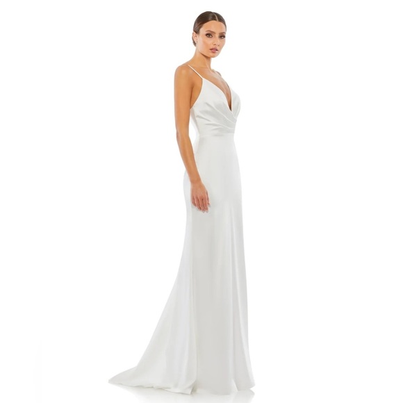 Mac Duggal 26264 NWT White Pleated Bodice Dress - Picture 2 of 6